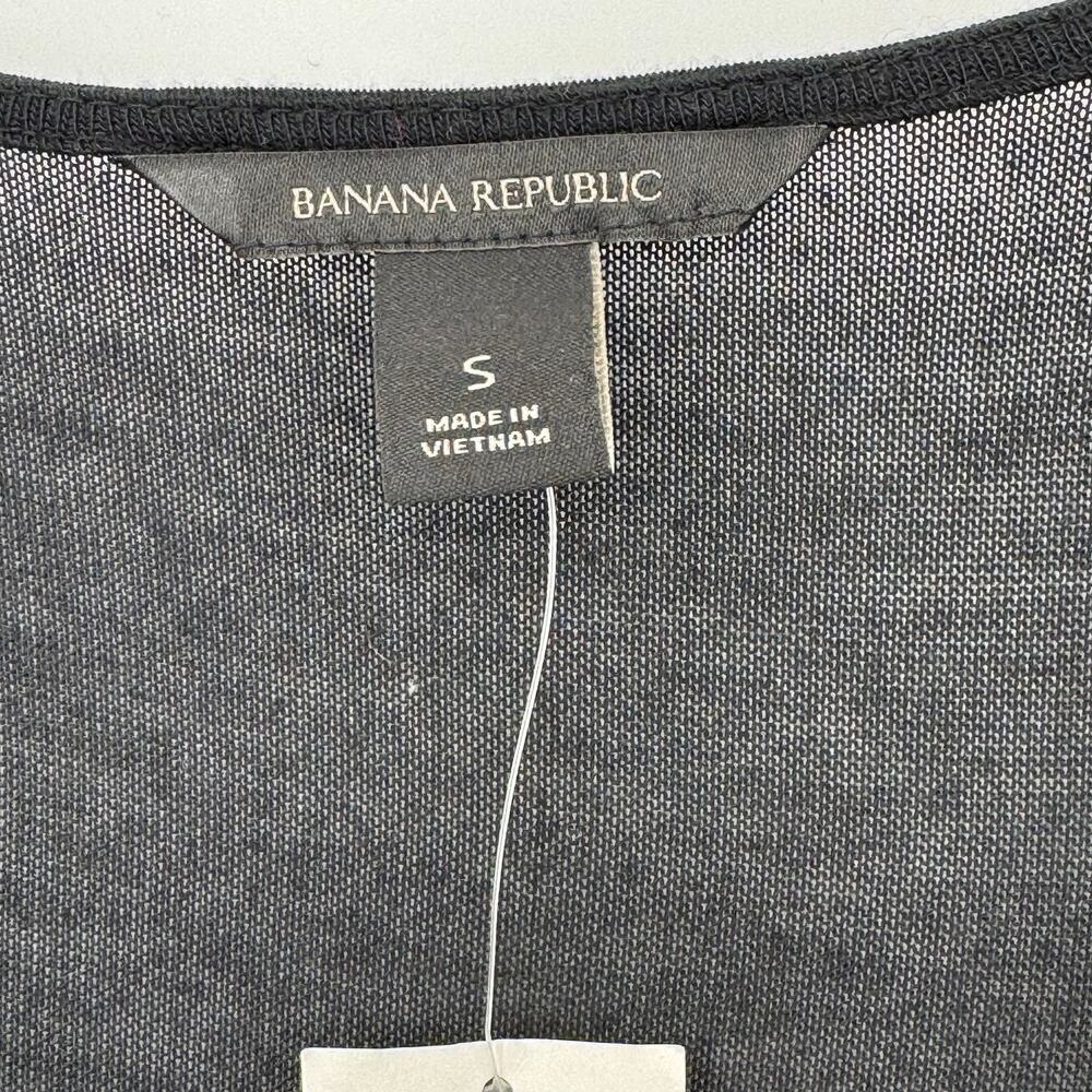 Banana Republic racer sleeveless blouse top layered mix media black small NEW - Picture 6 of 9